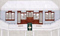  Artist's rendering of the casework as it will appear in the choir loft