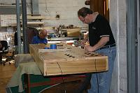  Putting the finishing touches on the choir windchest.