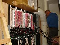  The main electronics panel in the central chamber, behind the facade. From here, signals go out to all the other parts of the organ.