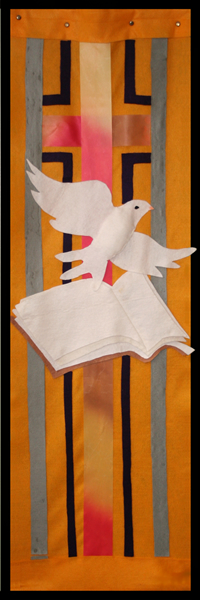 Sanctuary Banner 1, representing the first great end: the proclamation of the gospel for the salvation of humankind